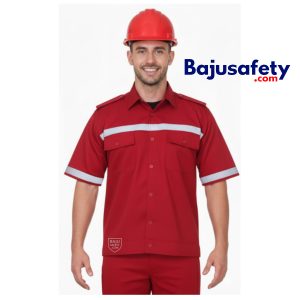 Jual Baju Wearpack Safety Kemeja Safety Lengan Pendek Merah