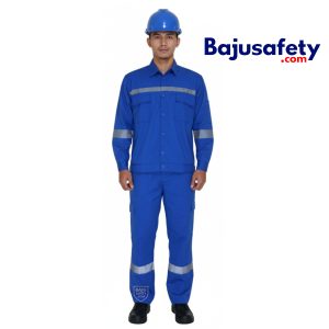 Jual Baju Wearpack Safety Setelan Lengan Panjang Biru Pertamina