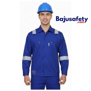 Wearpack Tahan Percikan Api, Kemeja, 100% Katun, Biru Benhur