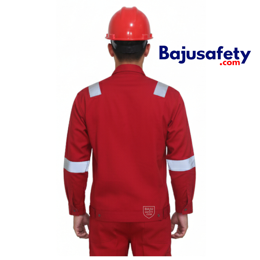 Baju Wearpack Tahan Api 100% Katun, Merah, Lengan Panjang-3