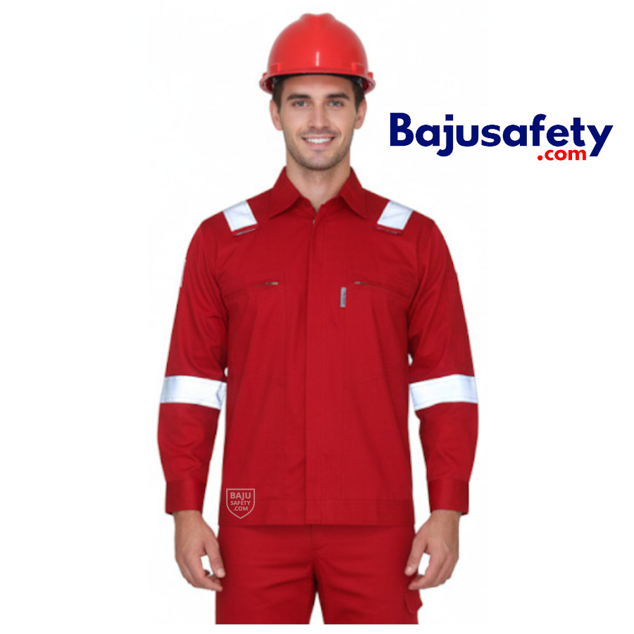Jual Baju Wearpack Tahan Api 100% Katun, Merah, Lengan Panjang