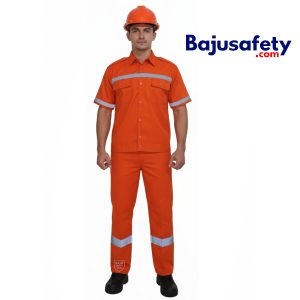 Jual Baju Wearpack Safety Setelan Lengan Pendek Safety Oranye