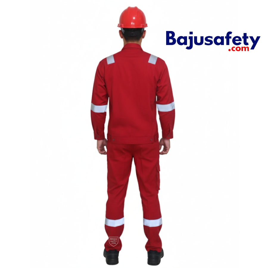 Baju Wearpack Safety Lengan Panjang Tahan Api Merah-4