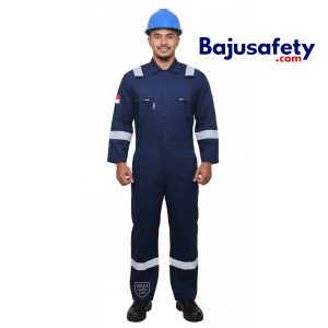 Jual Wearpack Safety, Coverall atau Katelpak, Tahan Percikan Api, Biru Tua, 100% katun
