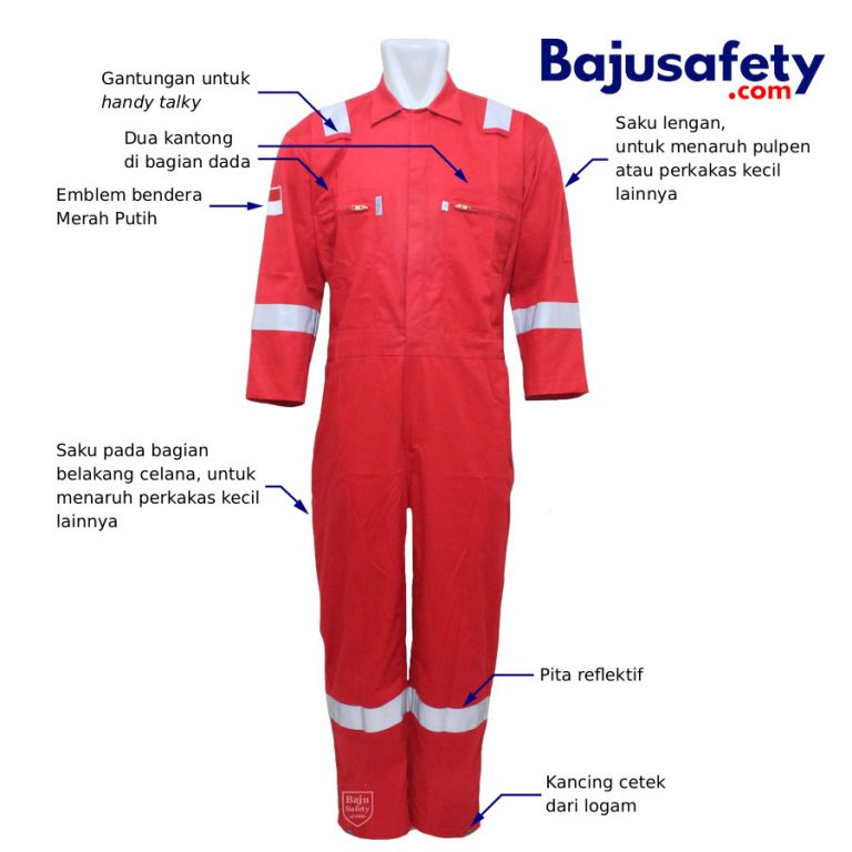 Wearpack Tahan Percikan Api, Coverall/Katelpak, 100% Katun, Merah ...