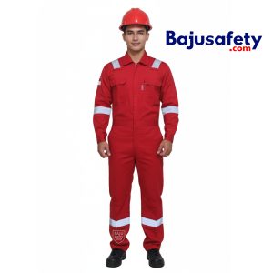 Jual Wearpack Safety, Coverall atau Katelpak, Tahan Percikan Api, Merah, 100% katun